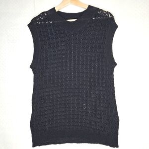 Mizuiro Ind Black Sleeveless Stitch Knit Sleeveless Top Tunic Size L